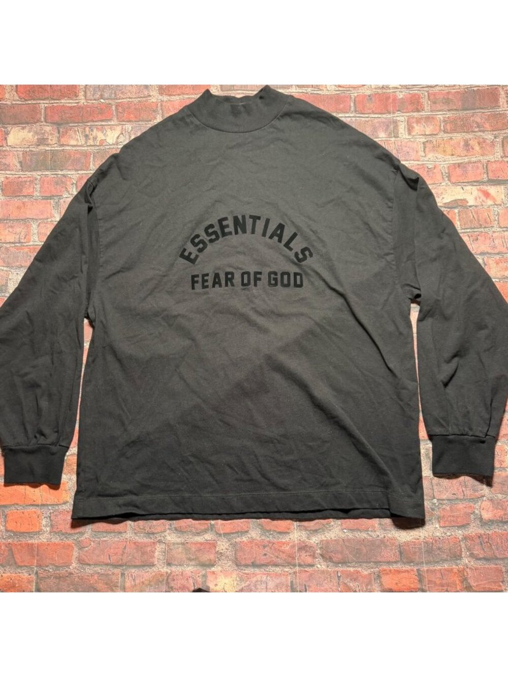 Fear of God Essentials Heavy Long-Sleeve TShirt ‘Jet Black’ Sz XS New WO Tags